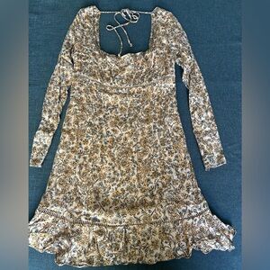 Free People Floral Mini Dress - Cream, Blue, & Orange